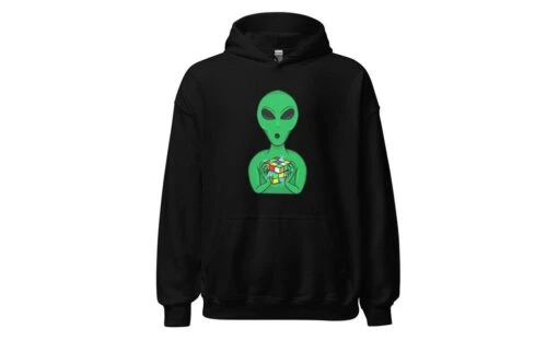 Alien Speedcuber - Rubik's Cube Hoodie -Best Toy Store Alien Speedcuber Rubiks Cube Hoodie Black S