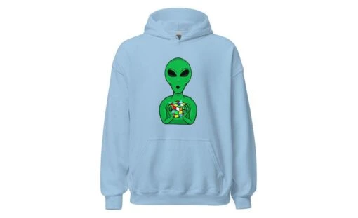 Alien Speedcuber - Rubik's Cube Hoodie -Best Toy Store Alien Speedcuber Rubiks Cube Hoodie Light Blue S 10