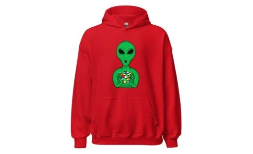 Alien Speedcuber - Rubik's Cube Hoodie -Best Toy Store Alien Speedcuber Rubiks Cube Hoodie Red S 3