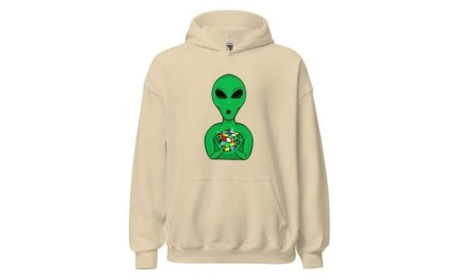 Alien Speedcuber - Rubik's Cube Hoodie -Best Toy Store Alien Speedcuber Rubiks Cube Hoodie Sand S 11