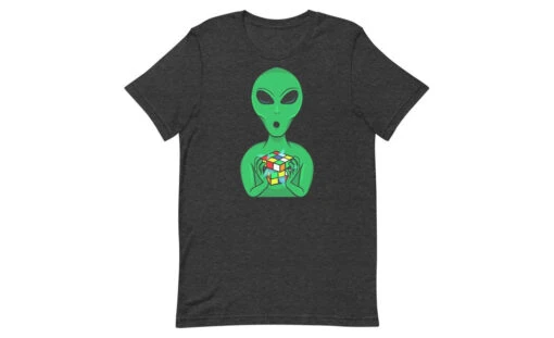 Alien Speedcuber - Rubik's Cube Shirt -Best Toy Store Alien Speedcuber Rubiks Cube Shirt Dark Grey Heather XS 5