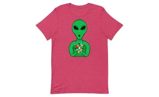 Alien Speedcuber - Rubik's Cube Shirt -Best Toy Store Alien Speedcuber Rubiks Cube Shirt Heather Raspberry S 7