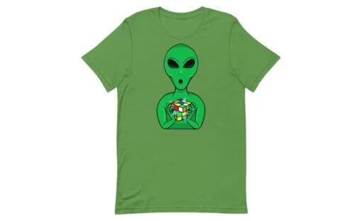 Alien Speedcuber - Rubik's Cube Shirt -Best Toy Store Alien Speedcuber Rubiks Cube Shirt Leaf S 11