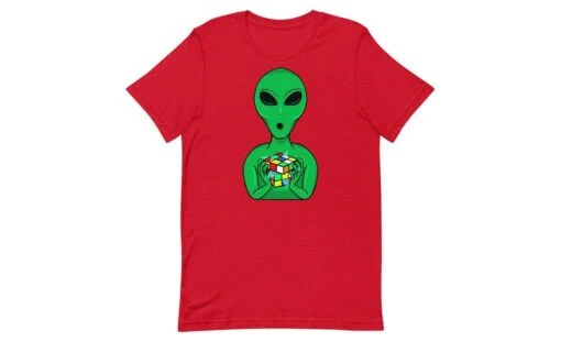 Alien Speedcuber - Rubik's Cube Shirt -Best Toy Store Alien Speedcuber Rubiks Cube Shirt Red XS 4