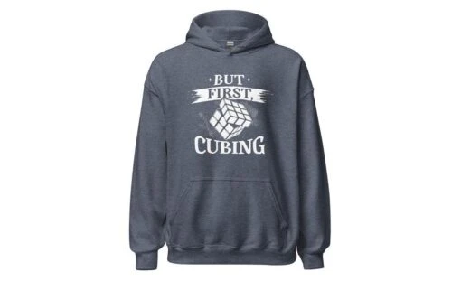 But First, Cubing - Rubik's Cube Hoodie -Best Toy Store But First Cubing Rubiks Cube Hoodie Heather Sport Dark Navy S 8