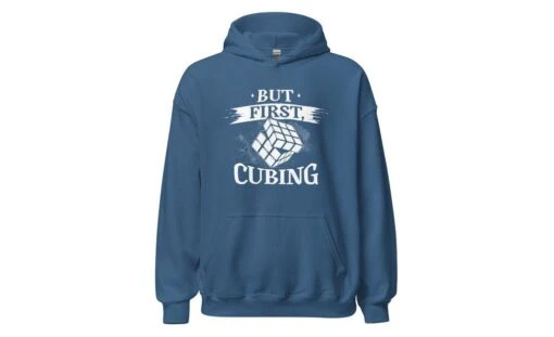 But First, Cubing - Rubik's Cube Hoodie -Best Toy Store But First Cubing Rubiks Cube Hoodie Indigo Blue S 7