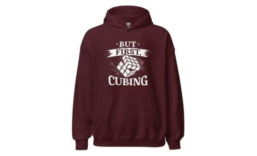 But First, Cubing - Rubik's Cube Hoodie -Best Toy Store But First Cubing Rubiks Cube Hoodie Maroon S 3