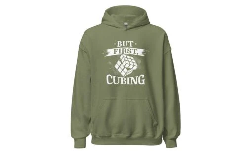 But First, Cubing - Rubik's Cube Hoodie -Best Toy Store But First Cubing Rubiks Cube Hoodie Military Green S 10