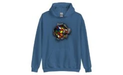 Cube Bursting Through - Rubik's Cube Hoodie -Best Toy Store Cube Bursting Through Rubiks Cube Hoodie Indigo Blue S 5