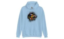 Cube Bursting Through - Rubik's Cube Hoodie -Best Toy Store Cube Bursting Through Rubiks Cube Hoodie Light Blue S 8