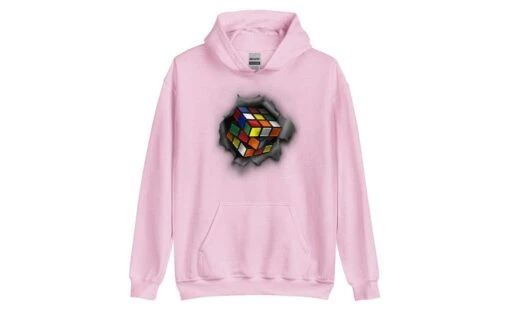 Cube Bursting Through - Rubik's Cube Hoodie -Best Toy Store Cube Bursting Through Rubiks Cube Hoodie Light Pink S 9