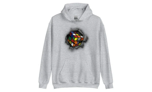 Cube Bursting Through - Rubik's Cube Hoodie -Best Toy Store Cube Bursting Through Rubiks Cube Hoodie Sport Grey S 7