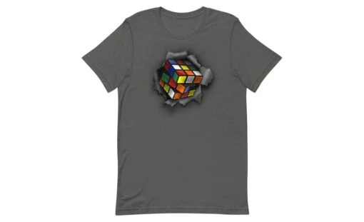 Cube Bursting Through - Rubik's Cube Shirt -Best Toy Store Cube Bursting Through Rubiks Cube Shirt Asphalt S 5