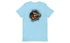 Cube Bursting Through - Rubik's Cube Shirt -Best Toy Store Cube Bursting Through Rubiks Cube Shirt Ocean Blue S 10