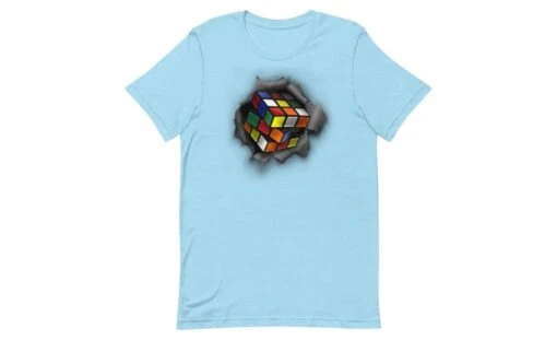 Cube Bursting Through - Rubik's Cube Shirt -Best Toy Store Cube Bursting Through Rubiks Cube Shirt Ocean Blue S 10