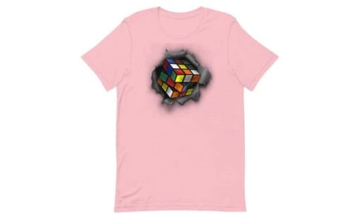 Cube Bursting Through - Rubik's Cube Shirt -Best Toy Store Cube Bursting Through Rubiks Cube Shirt Pink S 9