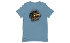 Cube Bursting Through - Rubik's Cube Shirt -Best Toy Store Cube Bursting Through Rubiks Cube Shirt Steel Blue S 8