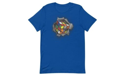 Cube Bursting Through - Rubik's Cube Shirt -Best Toy Store Cube Bursting Through Rubiks Cube Shirt True Royal S 4