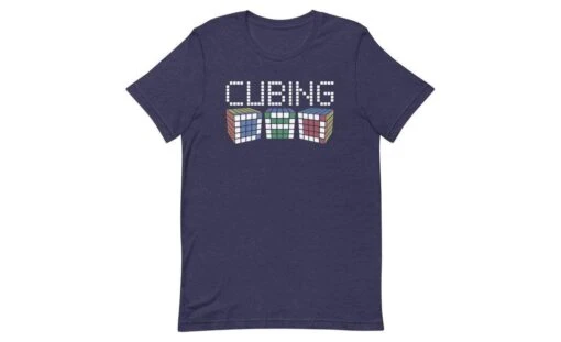 Cubing Dad 5x5 - Rubik's Cube Shirt -Best Toy Store Cubing Dad 5x5 Rubiks Cube Shirt Heather Midnight Navy XS 3