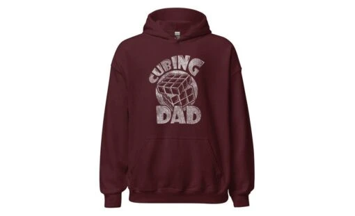 Cubing Dad V2 - Rubik's Cube Hoodie -Best Toy Store Cubing Dad V2 Rubiks Cube Hoodie Maroon S 3