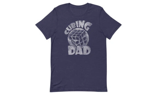 Cubing Dad V2 - Rubik's Cube Shirt -Best Toy Store Cubing Dad V2 Rubiks Cube Shirt Heather Midnight Navy XS 4