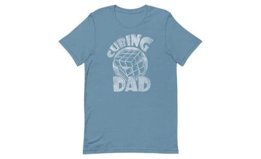 Cubing Dad V2 - Rubik's Cube Shirt -Best Toy Store Cubing Dad V2 Rubiks Cube Shirt Steel Blue XS 13