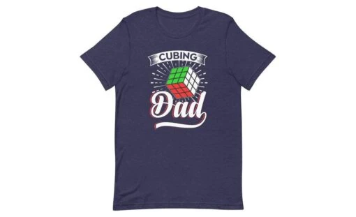 Cubing Dad V3 - Rubik's Cube Shirt -Best Toy Store Cubing Dad V3 Rubiks Cube Shirt Heather Midnight Navy XS 3