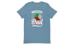 Cubing Dad V3 - Rubik's Cube Shirt -Best Toy Store Cubing Dad V3 Rubiks Cube Shirt Steel Blue XS 13