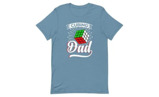 Cubing Dad V3 - Rubik's Cube Shirt -Best Toy Store Cubing Dad V3 Rubiks Cube Shirt Steel Blue XS 13