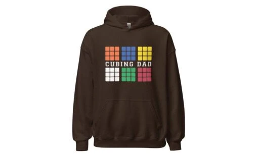 Cubing Dad V4 (Dark) - Rubik's Cube Hoodie -Best Toy Store Cubing Dad V4 Dark Rubiks Cube Hoodie Dark Chocolate S 4