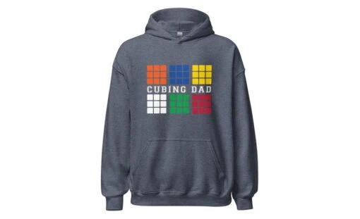 Cubing Dad V4 (Dark) - Rubik's Cube Hoodie -Best Toy Store Cubing Dad V4 Dark Rubiks Cube Hoodie Heather Sport Dark Navy S 7