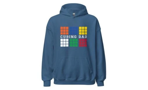 Cubing Dad V4 (Dark) - Rubik's Cube Hoodie -Best Toy Store Cubing Dad V4 Dark Rubiks Cube Hoodie Indigo Blue S 6