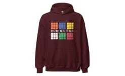 Cubing Dad V4 (Dark) - Rubik's Cube Hoodie -Best Toy Store Cubing Dad V4 Dark Rubiks Cube Hoodie Maroon S 3