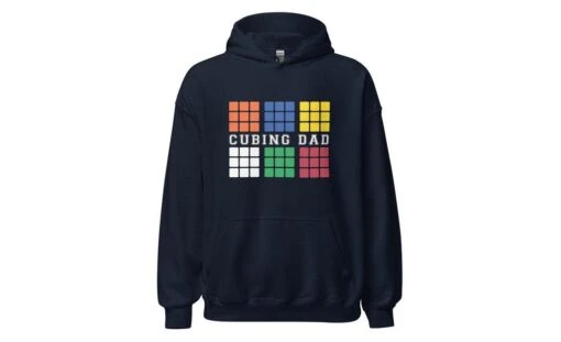 Cubing Dad V4 (Dark) - Rubik's Cube Hoodie -Best Toy Store Cubing Dad V4 Dark Rubiks Cube Hoodie Navy S 2