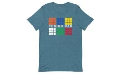 Cubing Dad V4 (Dark) - Rubik's Cube Shirt -Best Toy Store Cubing Dad V4 Dark Rubiks Cube Shirt Heather Deep Teal S 13