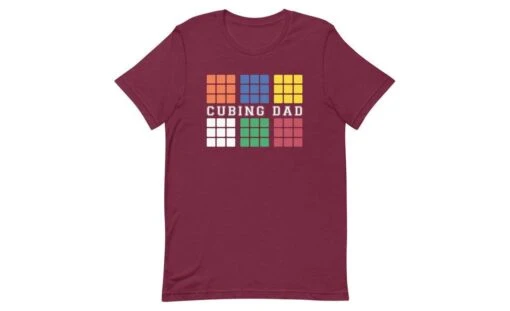 Cubing Dad V4 (Dark) - Rubik's Cube Shirt -Best Toy Store Cubing Dad V4 Dark Rubiks Cube Shirt Maroon XS 6