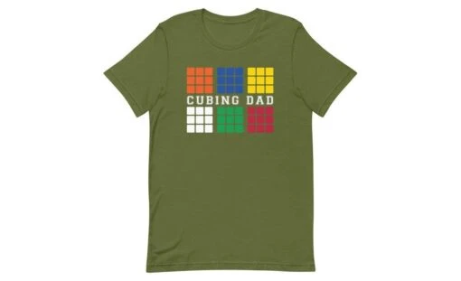 Cubing Dad V4 (Dark) - Rubik's Cube Shirt -Best Toy Store Cubing Dad V4 Dark Rubiks Cube Shirt Olive S 12