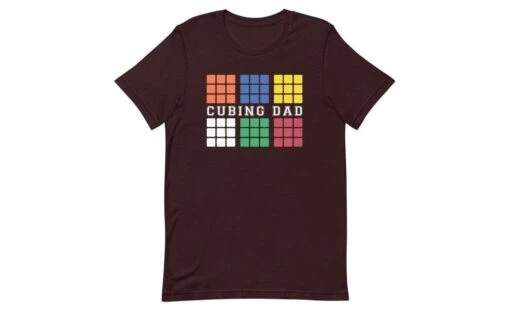 Cubing Dad V4 (Dark) - Rubik's Cube Shirt -Best Toy Store Cubing Dad V4 Dark Rubiks Cube Shirt Oxblood Black S 2