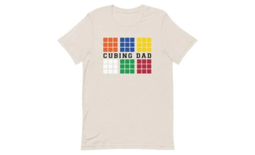 Cubing Dad V4 (Light) - Rubik's Cube Shirt -Best Toy Store Cubing Dad V4 Light Rubiks Cube Shirt Heather Dust S 9