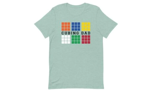 Cubing Dad V4 (Light) - Rubik's Cube Shirt -Best Toy Store Cubing Dad V4 Light Rubiks Cube Shirt Heather Prism Dusty Blue XS