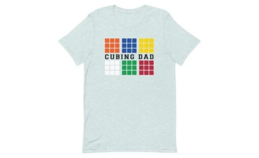 Cubing Dad V4 (Light) - Rubik's Cube Shirt -Best Toy Store Cubing Dad V4 Light Rubiks Cube Shirt Heather Prism Ice Blue XS 10