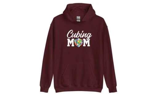 Cubing Mom (Dark) - Rubik's Cube Hoodie -Best Toy Store Cubing Mom Dark Rubiks Cube Hoodie Maroon S 4