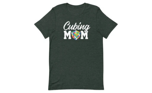 Cubing Mom (Dark) - Rubik's Cube Shirt -Best Toy Store Cubing Mom Dark Rubiks Cube Shirt Heather Forest S 6