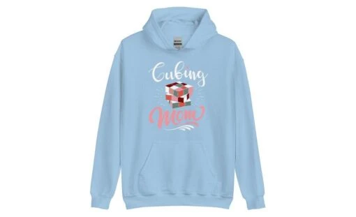 Cubing Mom V2 (Dark) - Rubik's Cube Hoodie -Best Toy Store Cubing Mom V2 Dark Rubiks Cube Hoodie Light Blue S 6