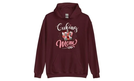 Cubing Mom V2 (Dark) - Rubik's Cube Hoodie -Best Toy Store Cubing Mom V2 Dark Rubiks Cube Hoodie Maroon S 3