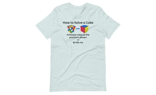 How To Solve A Rubik's Cube Shirt (Light) -Best Toy Store How to Solve a Rubiks Cube Shirt Light Heather Prism Ice Blue XS 9