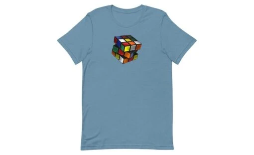 Lit Cube - Rubik's Cube Shirt -Best Toy Store Lit Cube Rubiks Cube Shirt Steel Blue S 2