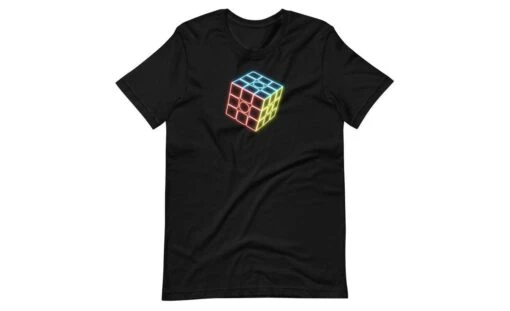 Neon Cube (Dark) - Rubik's Cube Shirt -Best Toy Store Neon Cube Dark Rubiks Cube Shirt Black XS