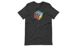 Neon Cube (Dark) - Rubik's Cube Shirt -Best Toy Store Neon Cube Dark Rubiks Cube Shirt Dark Grey Heather XS 4