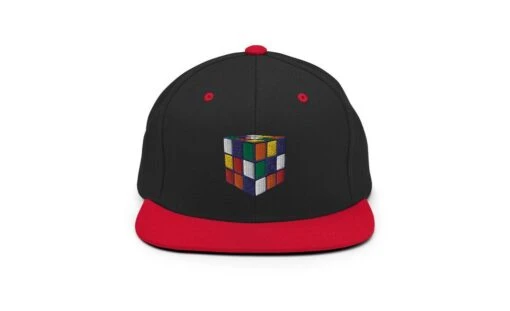 Rubik's Cube Snapback Hat -Best Toy Store Rubiks Cube Snapback Hat Black Red 8